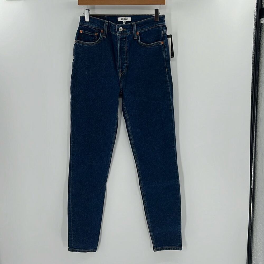 Re/Done Women's High Rise Skinny Jeans - Dark Rinse - 27 - New with tags